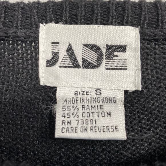 Vintage Jade Sweater Pullover Black Beaded Floral Holiday Womens Size Small - Picture 4 of 5